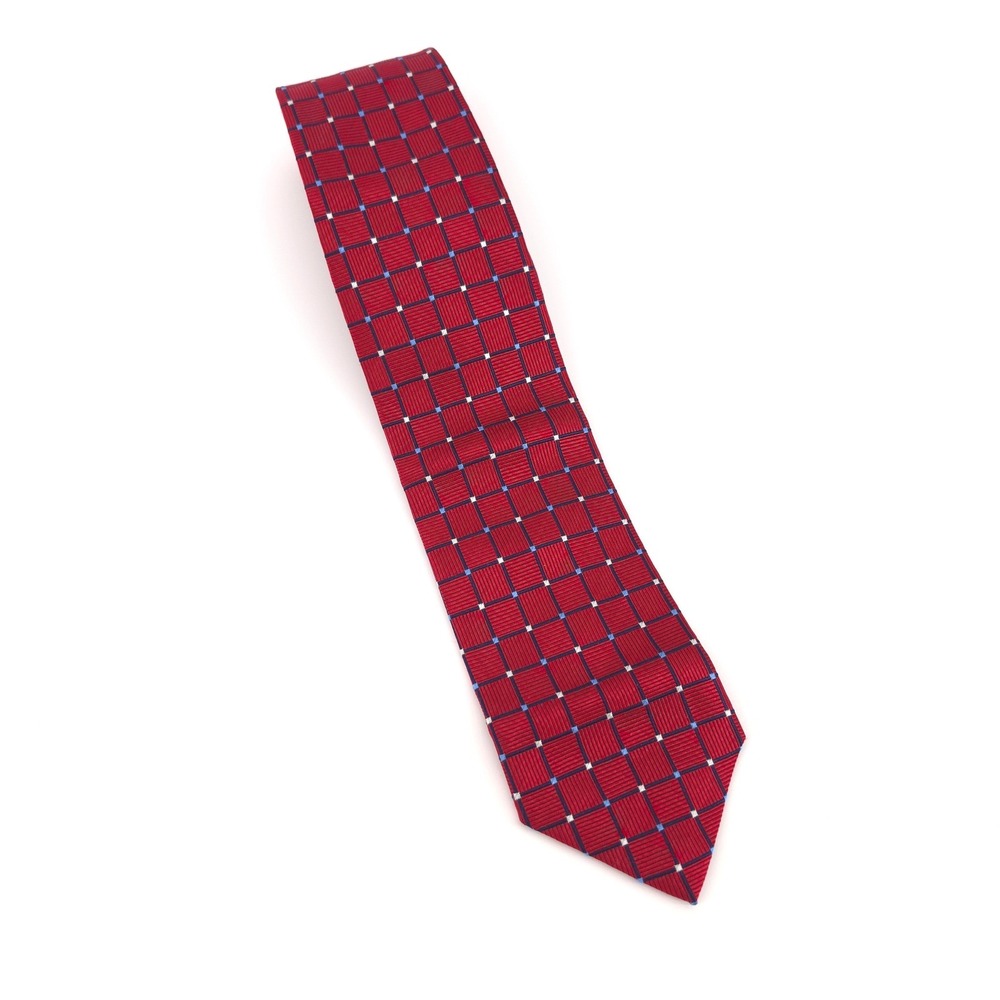 Jos. A. Bank Mens Tie Silk Red Geometric Square Executive Collection Necktie - Picture 3 of 6